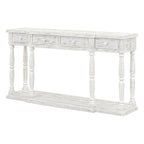 Retro Senior 4-Drawer 1-Shelf Console Table, Classic Entrance Display Table Entryway Table, Storage Sofa Table