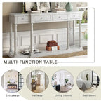 Retro Senior 4-Drawer 1-Shelf Console Table, Classic Entrance Display Table Entryway Table, Storage Sofa Table