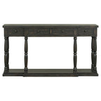 Retro Senior 4-Drawer 1-Shelf Console Table, Classic Entrance Display Table Entryway Table, Storage Sofa Table
