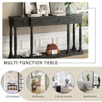 Retro Senior 4-Drawer 1-Shelf Console Table, Classic Entrance Display Table Entryway Table, Storage Sofa Table