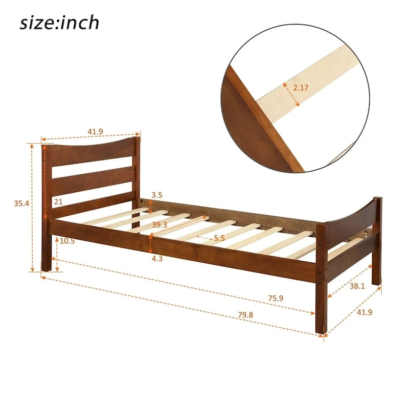 Wood Platform Bed with Headboard