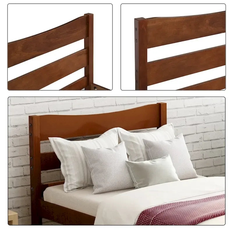 Wood Platform Bed with Headboard