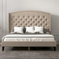 Upholsted Bed Frame with Wingback Headboard, Full Size