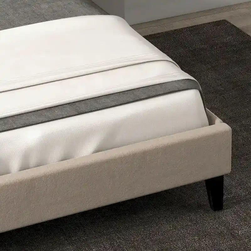 Upholsted Bed Frame with Wingback Headboard, Full Size