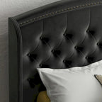 Upholsted Bed Frame with Wingback Headboard, Full Size