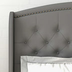 Upholsted Bed Frame with Wingback Headboard, Full Size