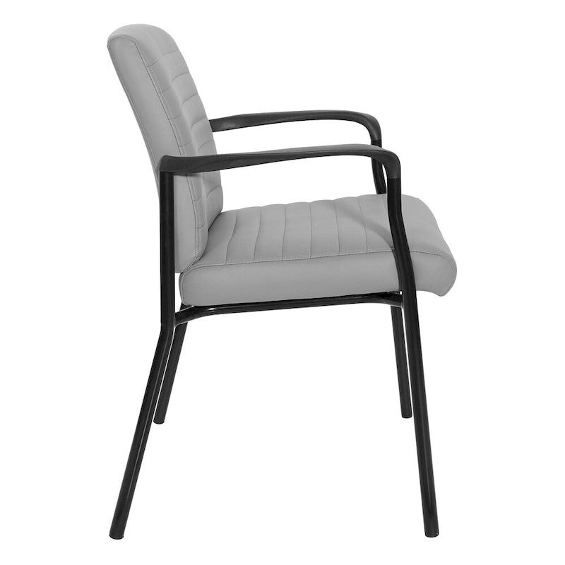 Guest Chair in Faux Leather and Black Frame