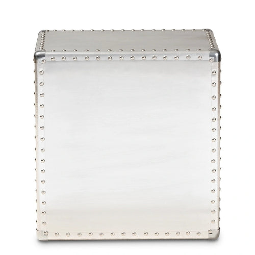 Baxton Studio Armel French Industrial Silver Metal 3-Drawer End Table