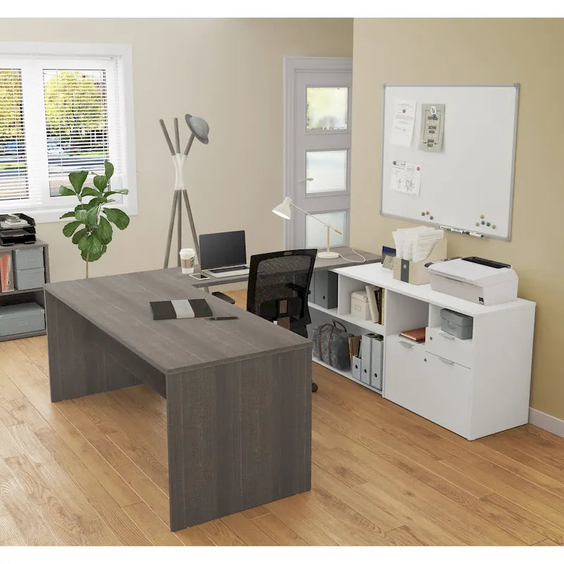 Bestar i3 Plus U-Desk with Two Drawers
