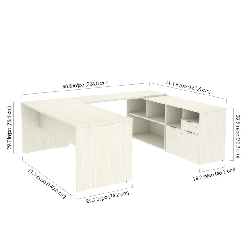 Bestar i3 Plus U-Desk with Two Drawers