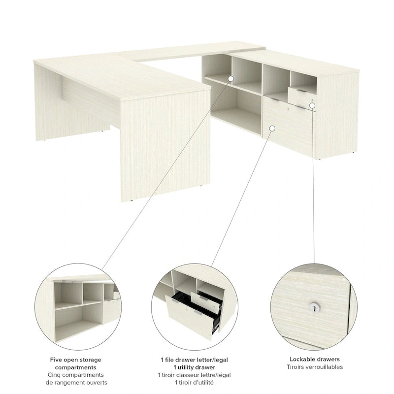 Bestar i3 Plus U-Desk with Two Drawers