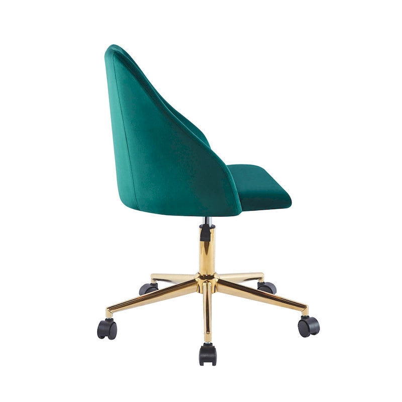 Porthos Home Ryo Swivel Office Chair, Velvet, Gold Chrome Legs