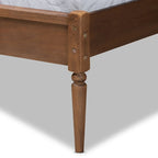 Elston Mid-Century Modern Synthetic Rattan Wood Platform Bed -Walnut