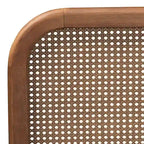 Elston Mid-Century Modern Synthetic Rattan Wood Platform Bed -Walnut
