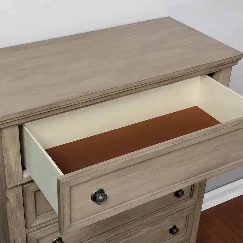 Transitional-Style Grey Wood Two-Piece Set: Storage Sleigh Bed & Cabinet Combo