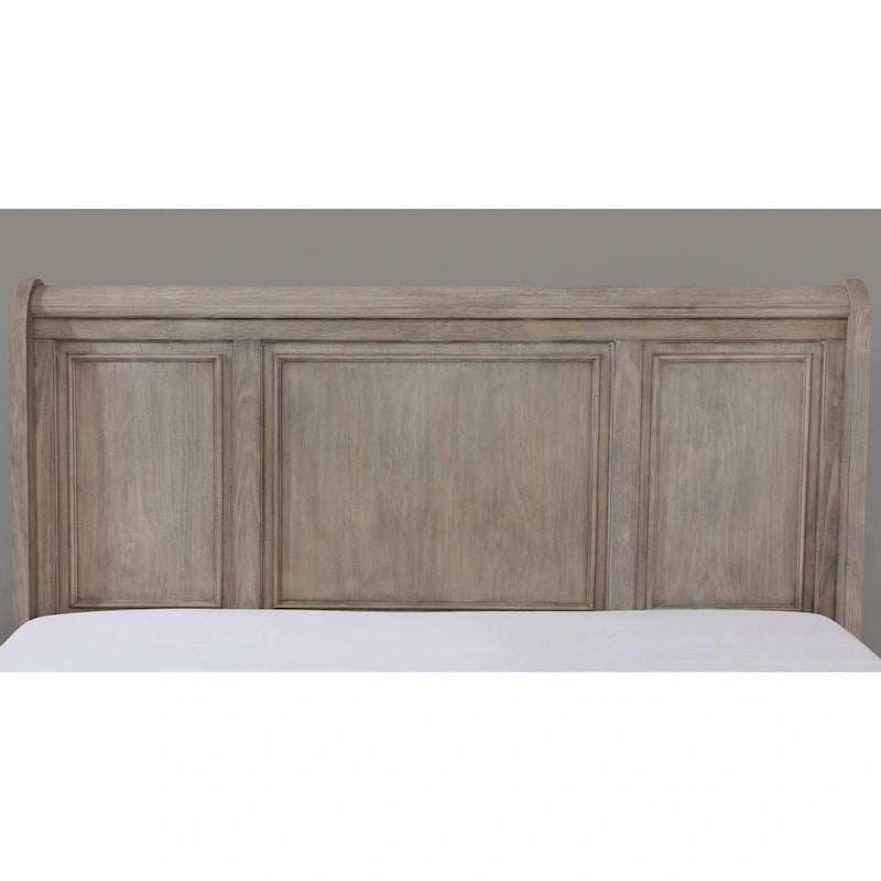 Transitional-Style Grey Wood Two-Piece Set: Storage Sleigh Bed & Cabinet Combo