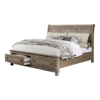 Transitional-Style Grey Wood Two-Piece Set: Storage Sleigh Bed & Cabinet Combo