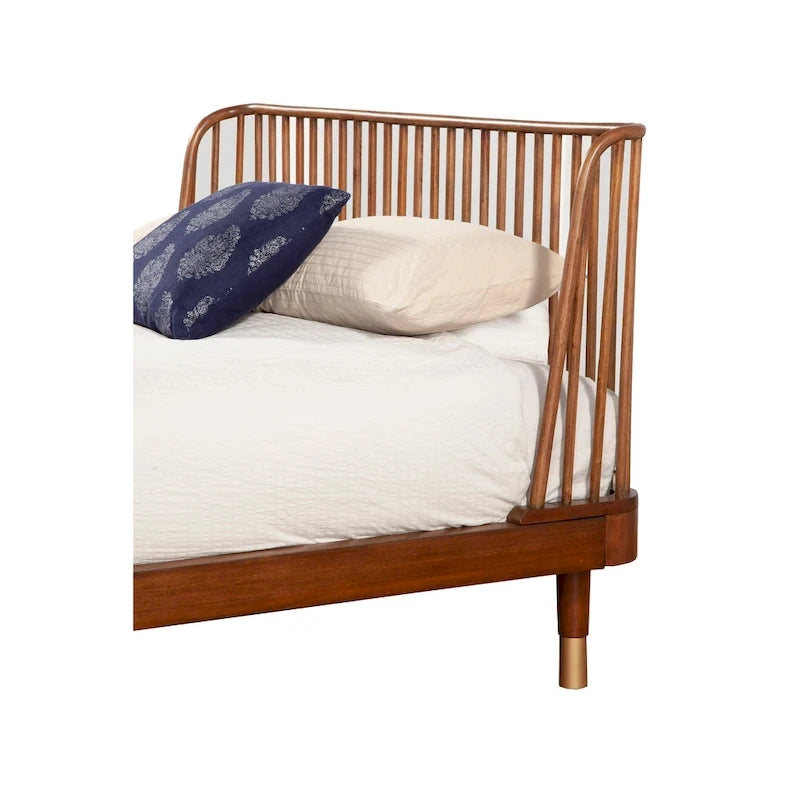 Alpine Furniture Belham Wood Platform Bed in Dark Walnut (Brown)