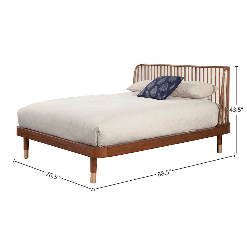 Alpine Furniture Belham Wood Platform Bed in Dark Walnut (Brown)
