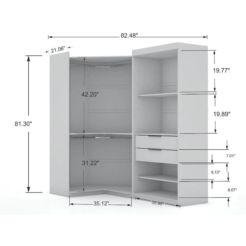 Mulberry 3.0 Sectional Modern Corner Wardrobe Closet Set of 2