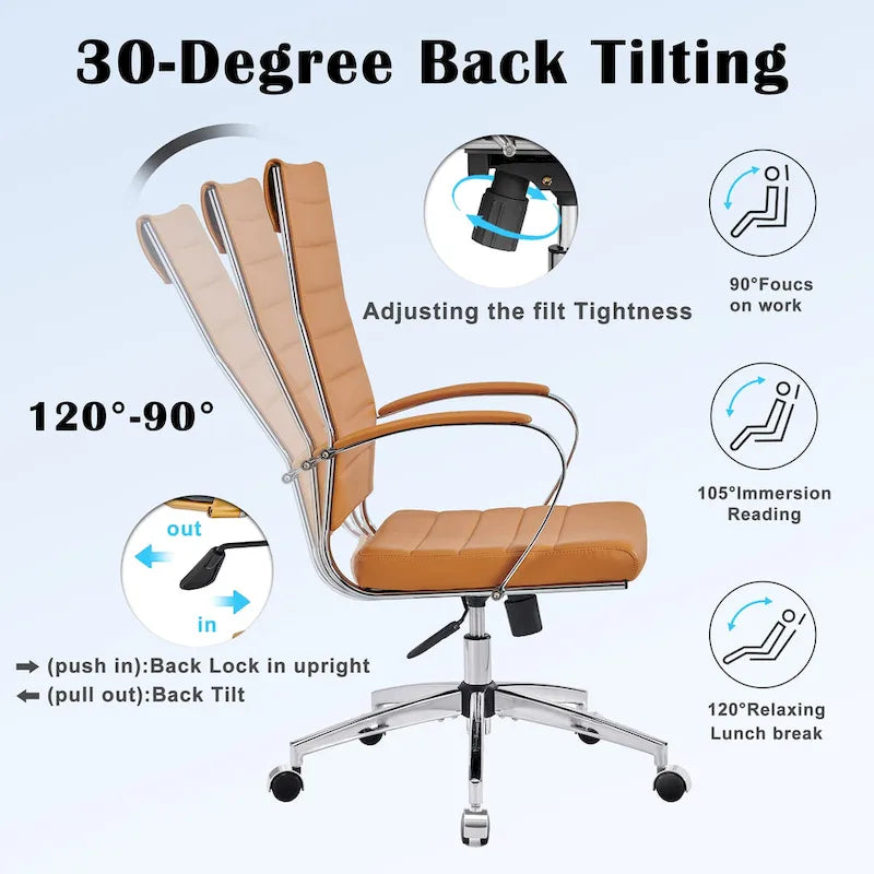 CAROCC Ribbed Computer Office Chair Adjustable Swivel High Back Desk Chair