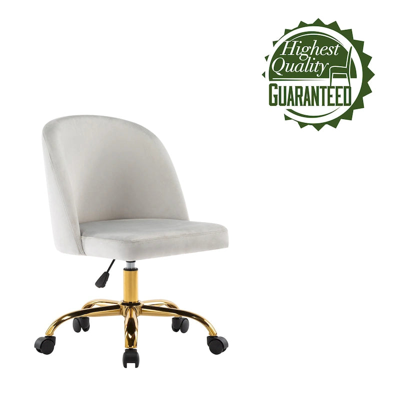 Armless Velvet Desk Chair