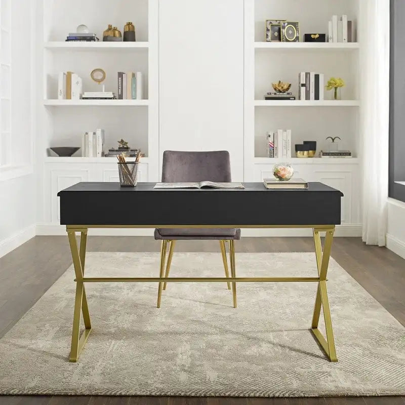 Silver Orchid Lerch Two-Drawer Campaign Desk