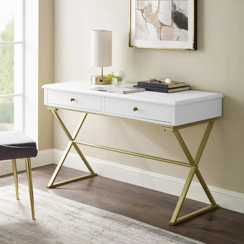 Silver Orchid Lerch Two-Drawer Campaign Desk