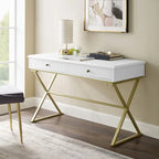 Silver Orchid Lerch Two-Drawer Campaign Desk