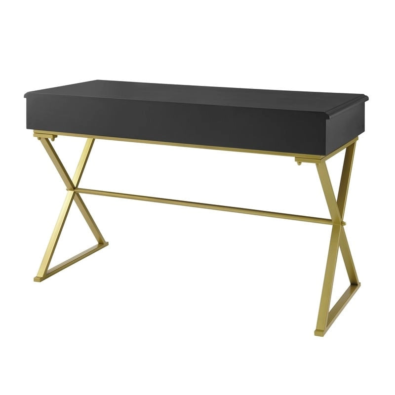 Silver Orchid Lerch Two-Drawer Campaign Desk