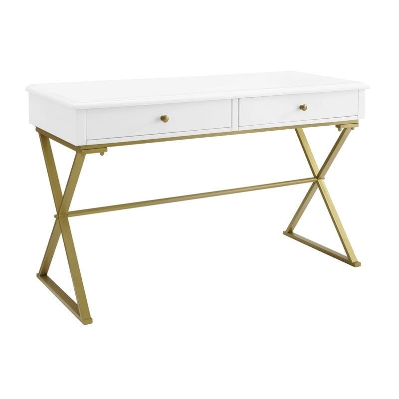 Silver Orchid Lerch Two-Drawer Campaign Desk