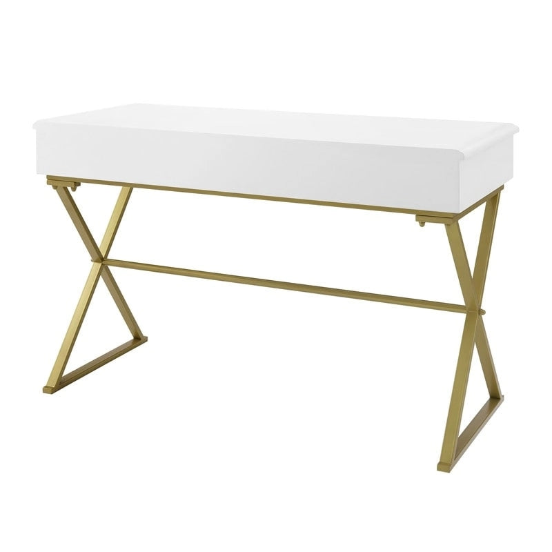 Silver Orchid Lerch Two-Drawer Campaign Desk