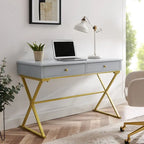 Silver Orchid Lerch Two-Drawer Campaign Desk