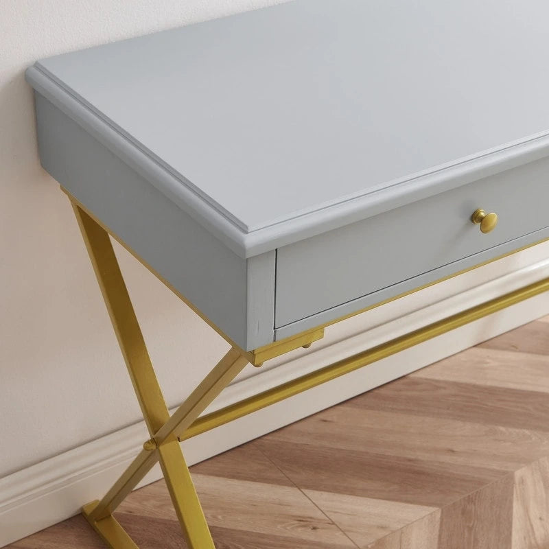 Silver Orchid Lerch Two-Drawer Campaign Desk