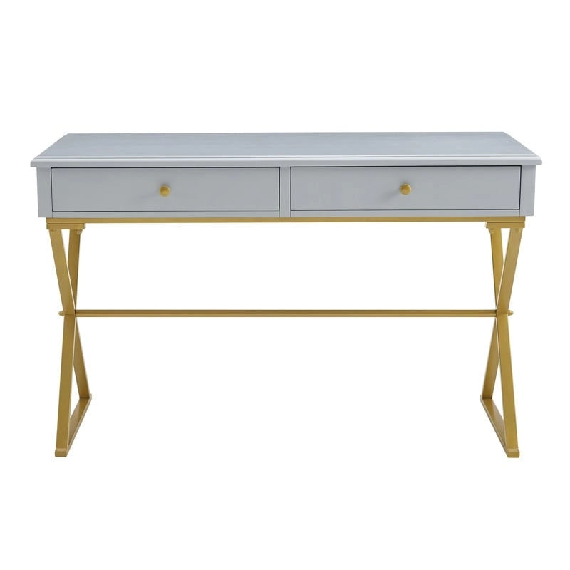 Silver Orchid Lerch Two-Drawer Campaign Desk