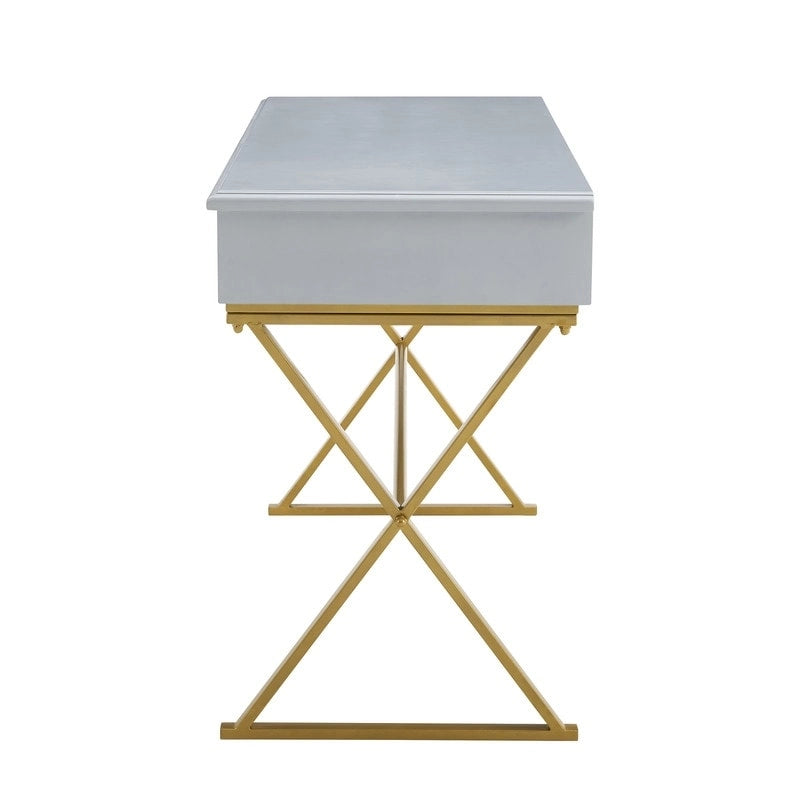Silver Orchid Lerch Two-Drawer Campaign Desk