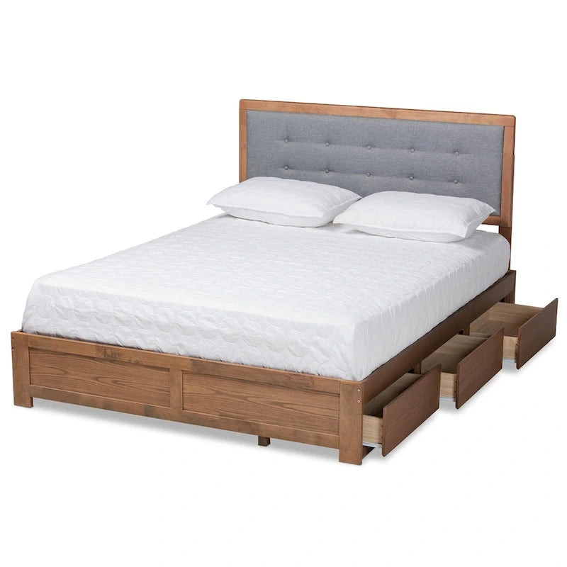 Lene Mid-Century Modern 3-Drawer Storage Bed