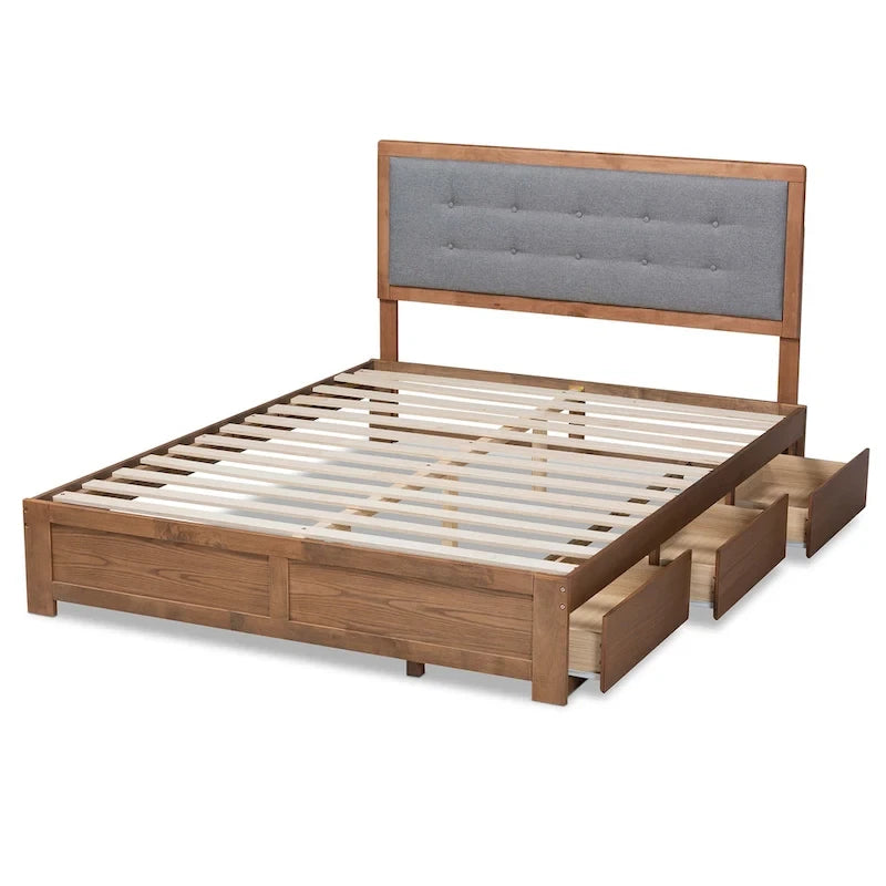 Lene Mid-Century Modern 3-Drawer Storage Bed