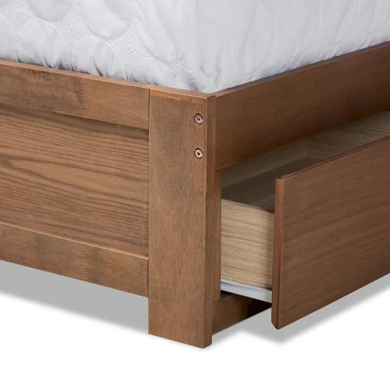 Lene Mid-Century Modern 3-Drawer Storage Bed