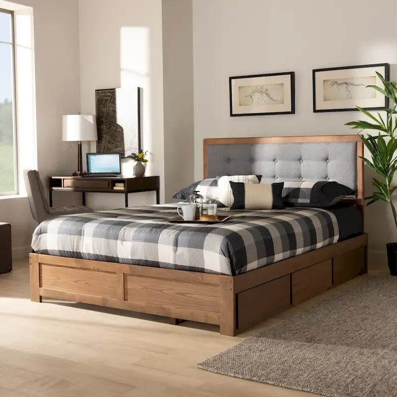 Lene Mid-Century Modern 3-Drawer Storage Bed