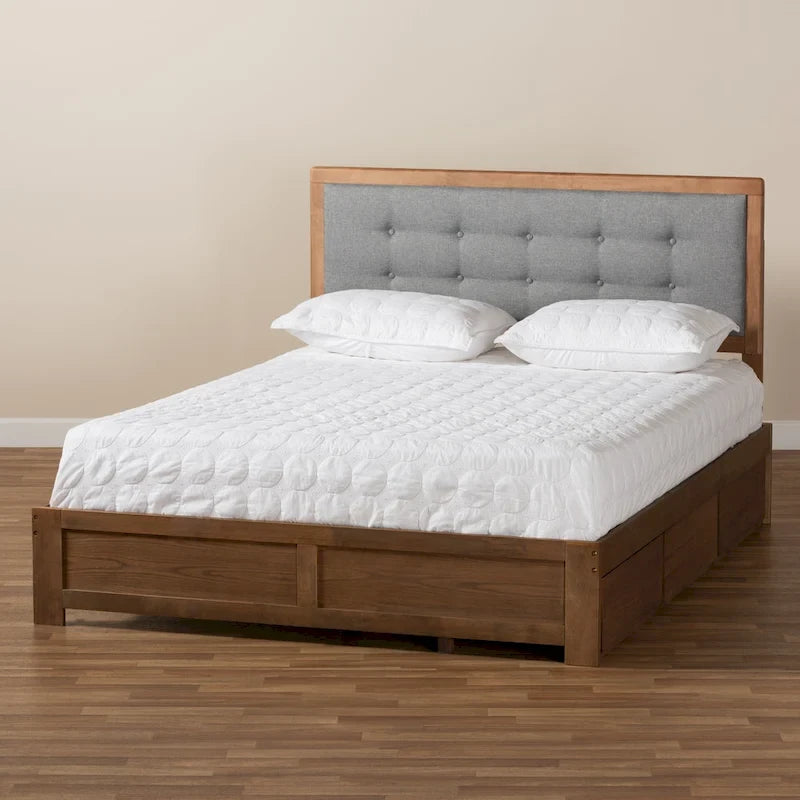 Lene Mid-Century Modern 3-Drawer Storage Bed