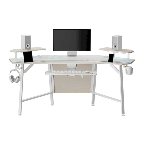 72 Large Gaming Desk Black Multifunctional Computer Desk with Keyboard Tray