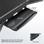 72 Large Gaming Desk Black Multifunctional Computer Desk with Keyboard Tray