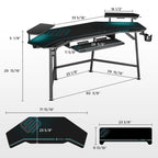 72 Large Gaming Desk Black Multifunctional Computer Desk with Keyboard Tray