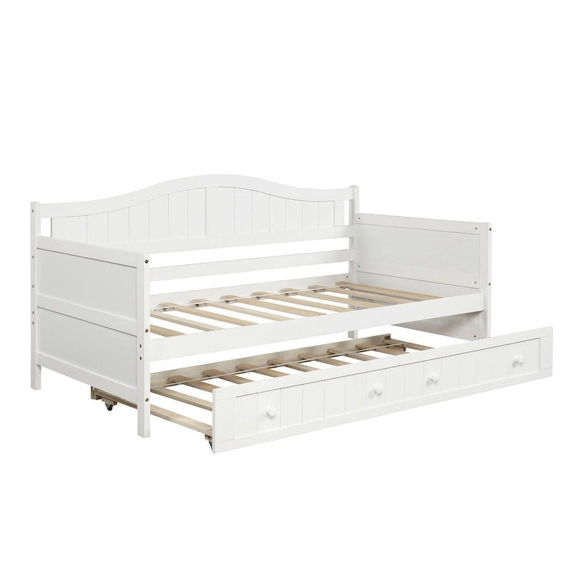 Nestfair Twin Size Wooden Daybed with Trundle Bed