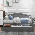 Nestfair Twin Size Wooden Daybed with Trundle Bed