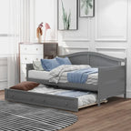 Nestfair Twin Size Wooden Daybed with Trundle Bed
