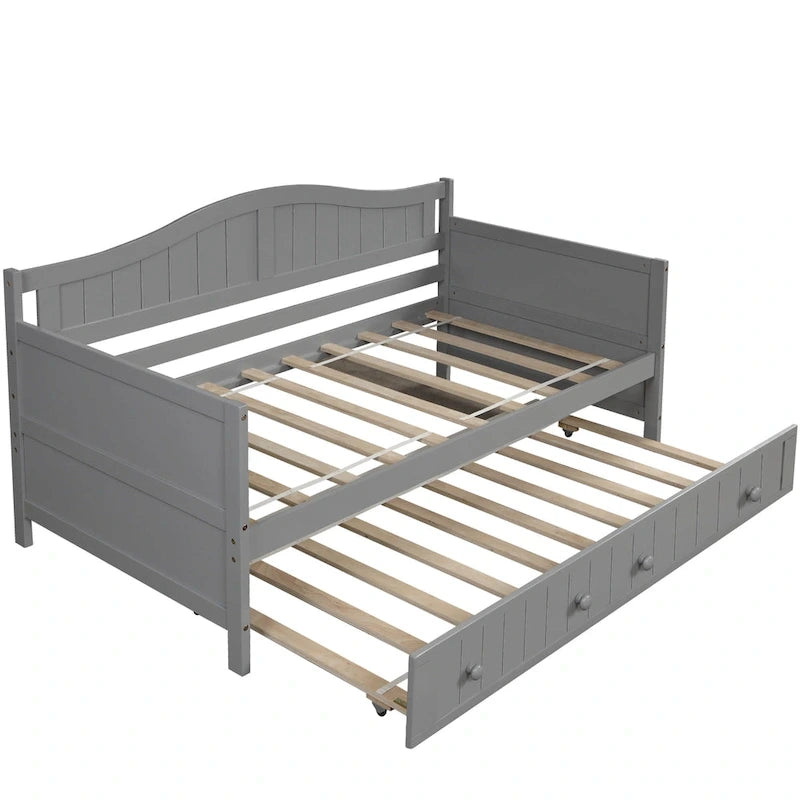 Nestfair Twin Size Wooden Daybed with Trundle Bed
