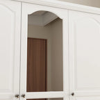 70.9H White Lacquered Armoires Wardrobes With Mirror Doors