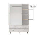 70.9H White Lacquered Armoires Wardrobes With Mirror Doors